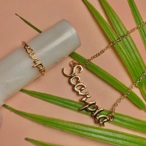 Scorpio Zodiac sign Necklace & Ring Set